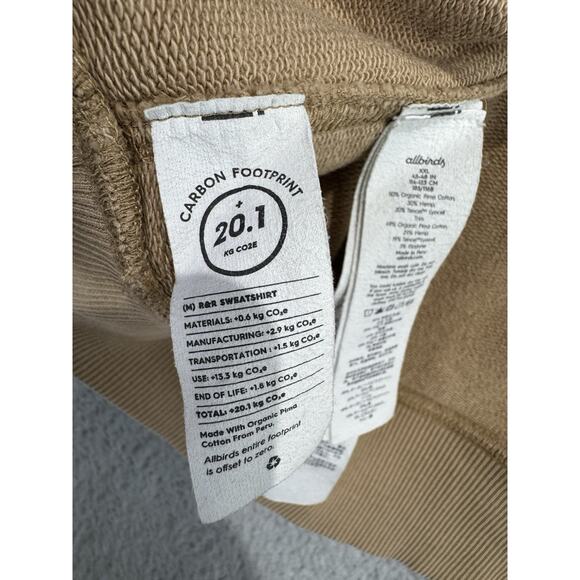 Allbirds Sweatshirt Mens Size XXL Crewneck Performance Stretch Hemp Tencel Beige - Picture 13 of 16